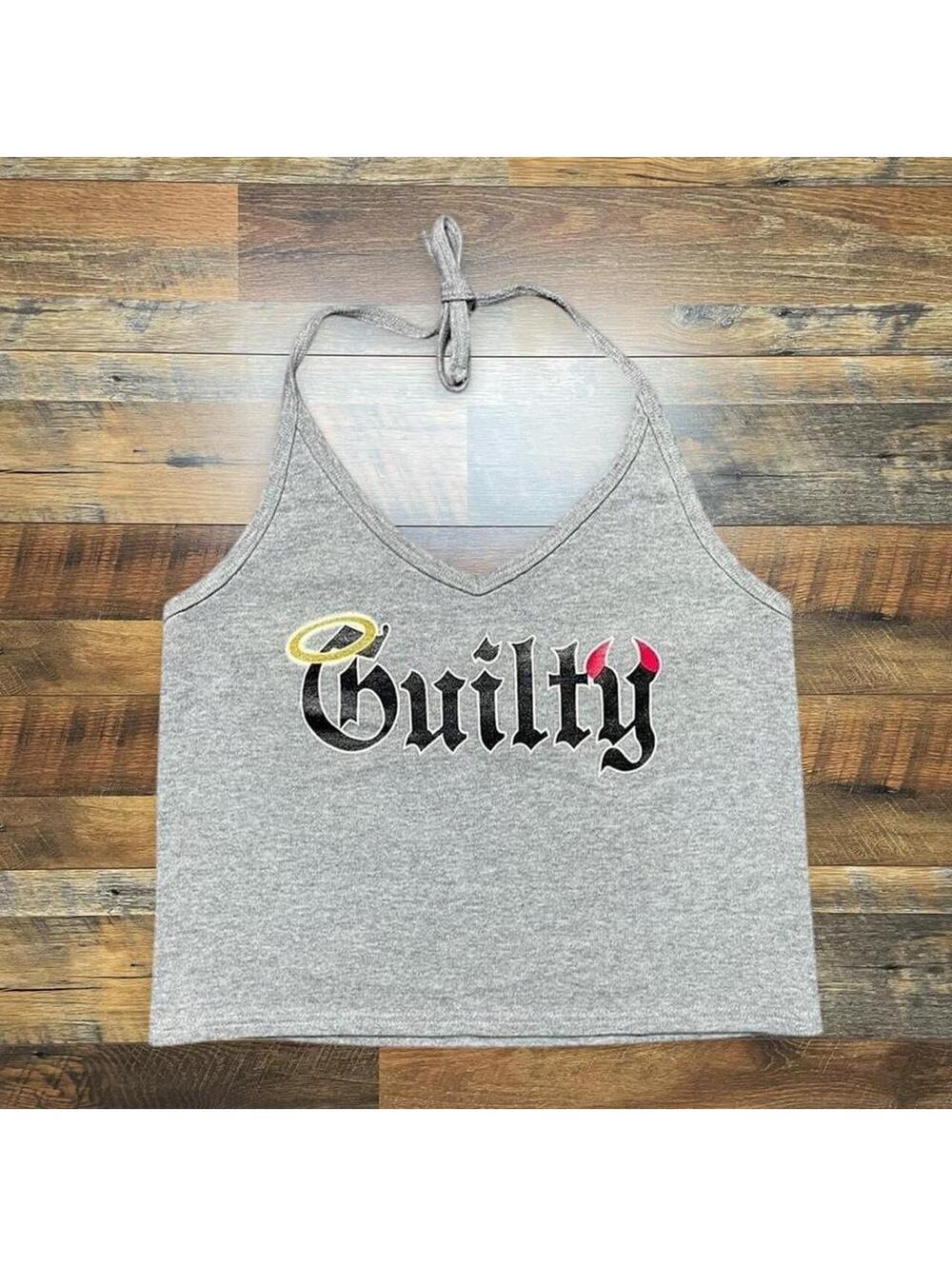 Y2K No Boundaries “Guilty” Halter Crop Top Womens Large/XL